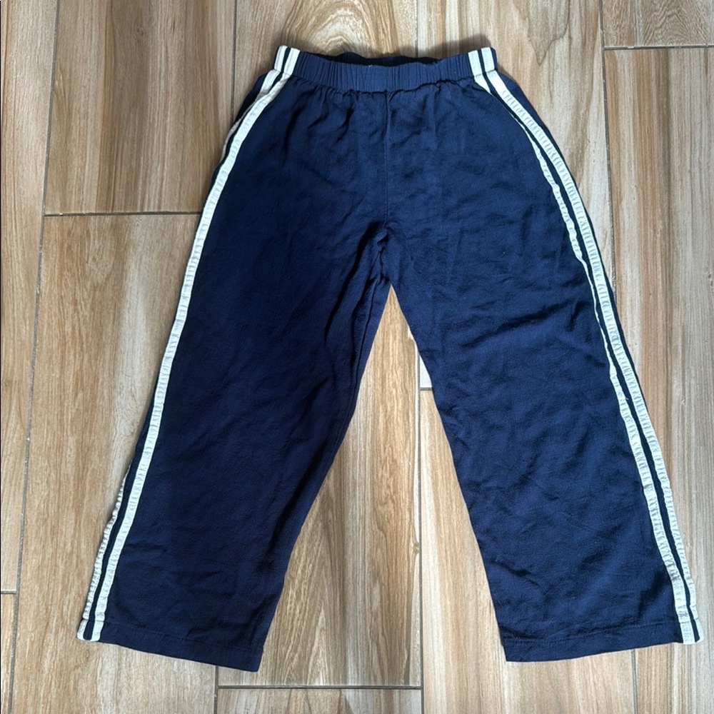 Classic Blue and White Sweatpants with Athletic Stripes